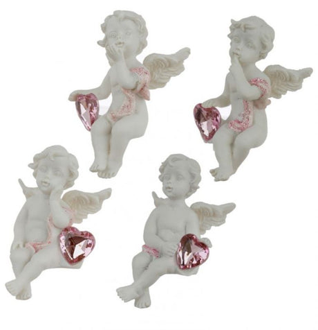 Set of 12 charming resin cherub figurines, each 7cm tall, embodying love and serenity for versatile home decor.