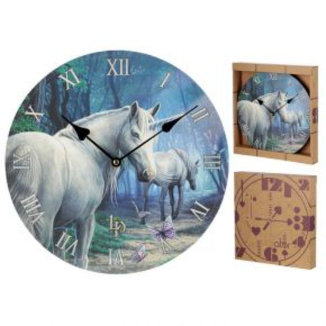 Enchanting clock featuring a mystical unicorn design, perfect for decor and reliable timekeeping, measuring 35 x 4.50 x 30cm.