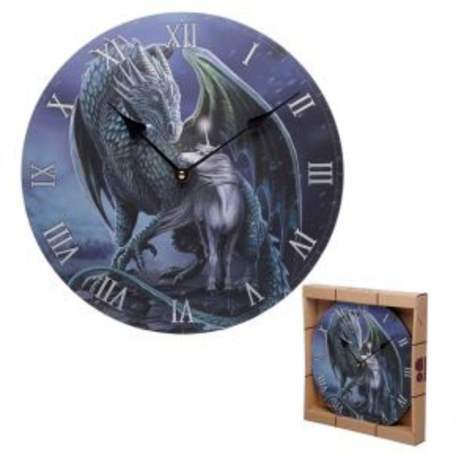 Fantasy-themed wall clock featuring a dragon and unicorn, colorful design perfect for mystical decor lovers.