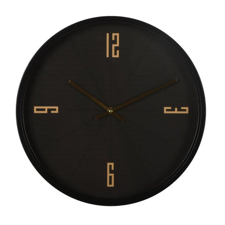 Sleek 40x40cm OLIVER wall clock in iron and MDF, featuring a modern glass front for stylish timekeeping.