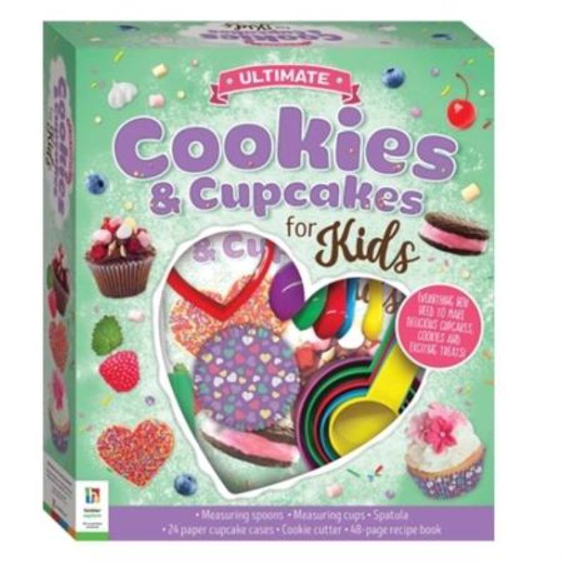 Colorful baking kit for kids featuring cookie and cupcake sets, designed to inspire creativity and essential baking skills.