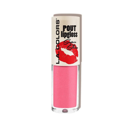 Glossy lip gloss in Smooch with shimmering flecks, moisturizing formula for vibrant, shiny lips without stickiness.