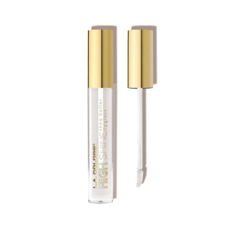 Clear high shine lipgloss by LA Colors, enriched with shea butter and vitamin E for moisturized, glossy lips.