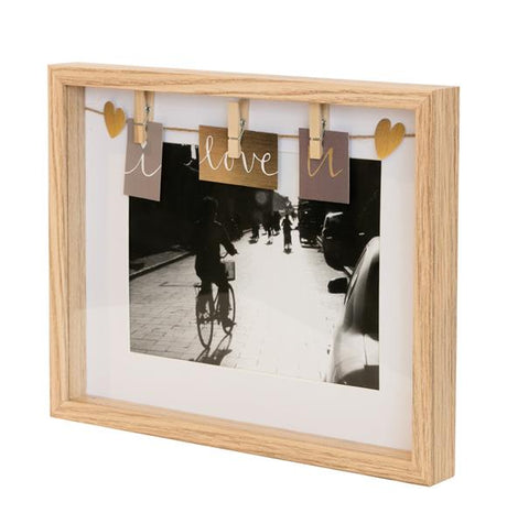 Natural MDF photo frame measuring 28X23CM with clip design for easy picture swappability, perfect for showcasing memories.