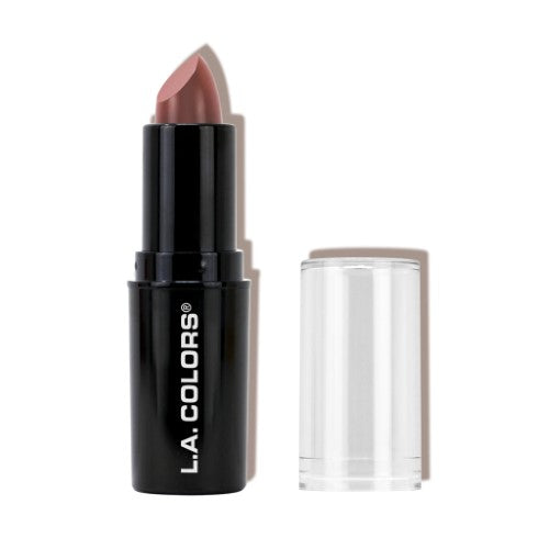 Creamy satin lipstick in Nudie Nude, enriched with Aloe and Vitamin E, perfect for all skin tones and occasions.