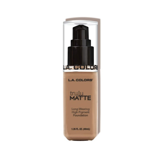 LA Colors Truly Matte Foundation in Cool Beige offers high coverage, a matte finish, and blends seamlessly for a natural look.