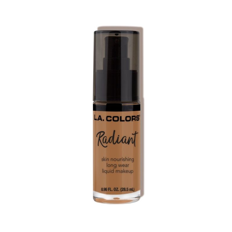 LA Colors Radiant Liquid Foundation in Chestnut offers lightweight, buildable coverage, enriched with Glycerin and Vitamin E for a dewy finish.