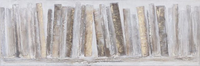 Hand-painted canvas artwork titled "Line Up And Lean," 500x1500mm, ready to hang with wooden framing.