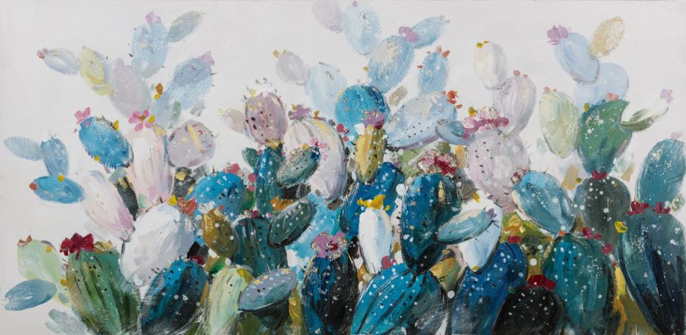 Hand-painted floral canvas artwork on thick canvas, ready to hang with hooks, size 700x1500mm.