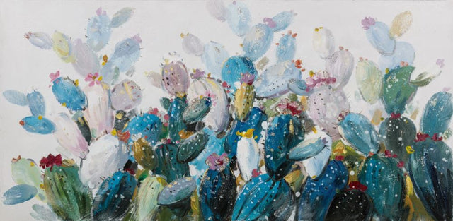Hand-painted floral canvas artwork on thick canvas, ready to hang with hooks, size 700x1500mm.