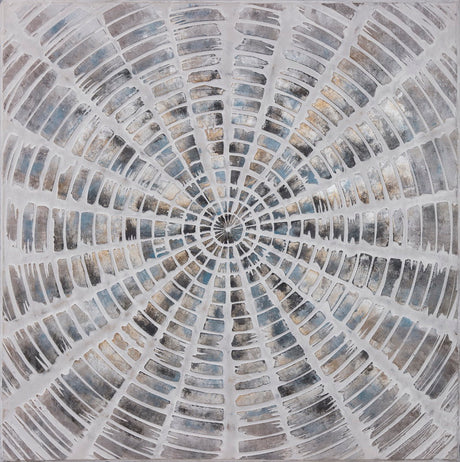 Hand-painted white canvas artwork stretched on wood, ready to hang, perfect for enhancing home decor.