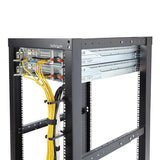 1U vertical server rack D-ring hook for efficient cable management, enhancing airflow and reducing strain on network equipment.