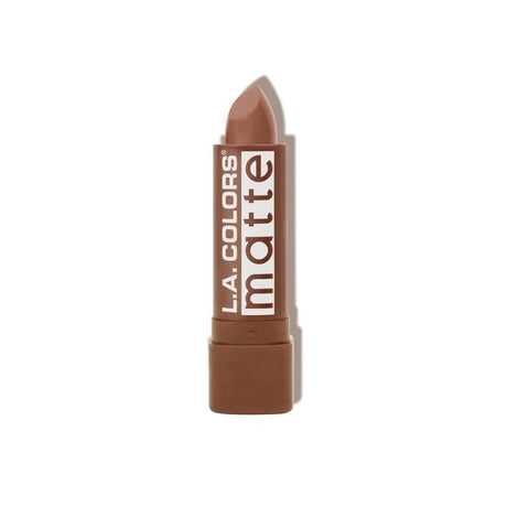 LA Colors Matte Lip Color in Brown Sugar: Non-drying matte lipstick with Aloe Vera and Vitamin E for comfortable, vibrant lips.