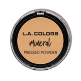 LA Colors Mineral Pressed Powder in Soft Honey offers a lightweight, talc-free formula for a radiant, natural finish.