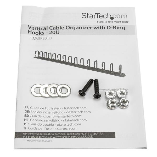 Vertical cable organizer with D-ring hooks; 3 ft. panel for tidy and efficient server rack cable management.