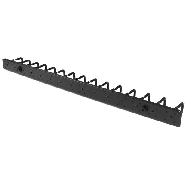 Vertical cable organizer with 30 D-ring hooks, ensuring tidy cable management in server racks without taking up extra space.