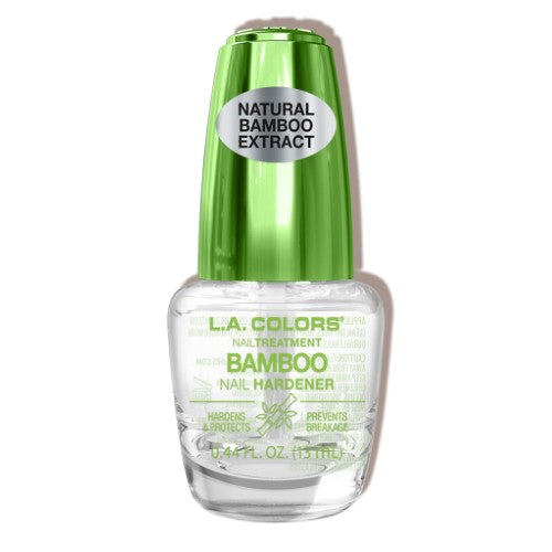 LA Colors Nail Hardener with bamboo extract strengthens brittle nails, hydrates, and smooths imperfections for healthy, resilient nails.