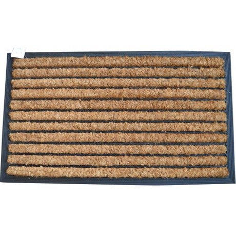 Coir fiber door mat with waterproof PVC base, 70 x 40cm, stylish & durable for effective dirt trapping.