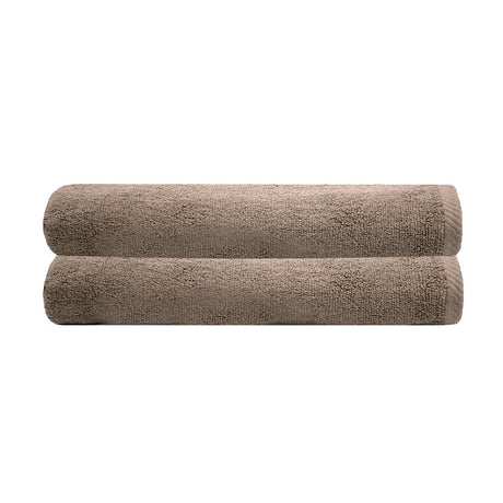 Luxurious 2-pack of Bambury Chateau bath sheets in Latte, oversized for comfort and crafted from soft, durable 100% cotton.