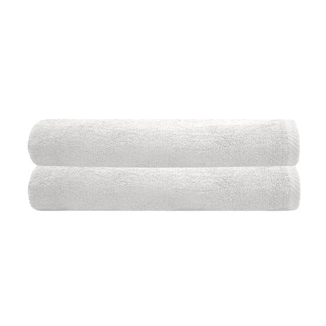 Two luxurious white bath sheets (80 x 160 cm) made of 100% cotton, offering softness, absorbency, and durability for daily use.