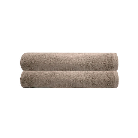 Luxurious 2-pack bath towels in elegant latte, measuring 68 x 137 cm, made from soft, durable 100% cotton.