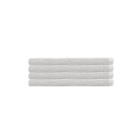 Set of four premium white hand towels from Bambury, 40 x 70cm, made of soft, durable cotton for elegant bathroom use.