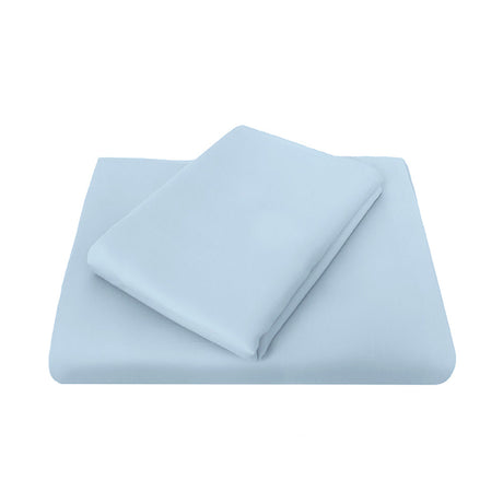 Luxurious Chateau blue fitted sheet for single beds, crafted from a soft cotton-polyester blend with elasticized edges.