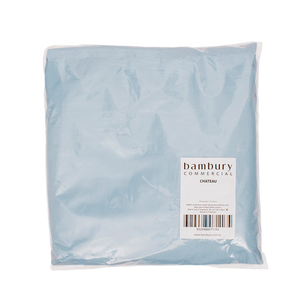 Chateau Blue flat sheet by Bambury, queen size (250 x 285 cm) in soft cotton-polyester blend, ideal for elegant bedding.