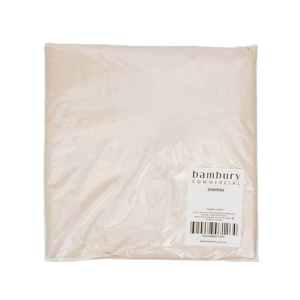 Elegant Chateau Mocha flat sheet by Bambury, made of cotton-polyester blend, measuring 180 x 285cm for a perfect fit.