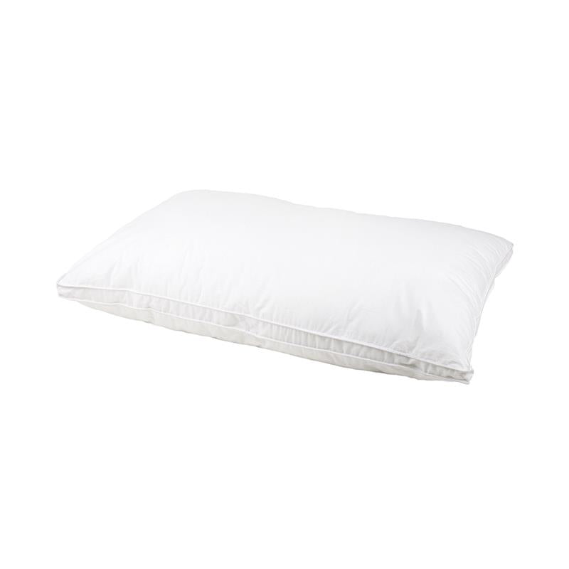 Micro Down Pillow by Bambury, standard size 48x73cm, features soft cotton cover with satin piping for luxury sleep comfort.