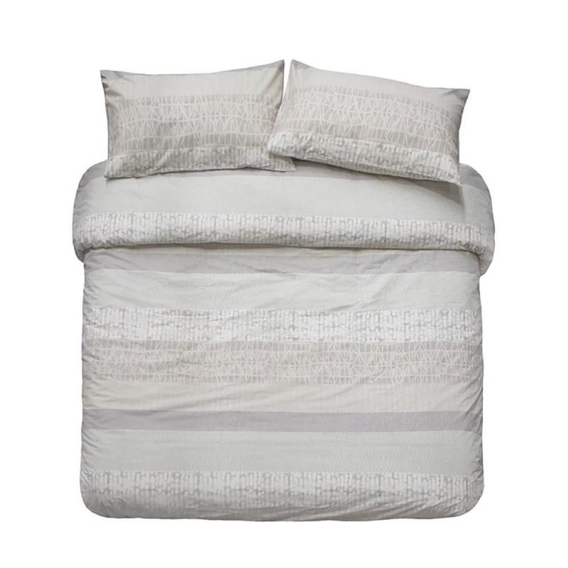 Bambury King Single Darlington Duvet Cover Set in Sand featuring elegant geometric design, soft cotton blend, and easy-care functionality.