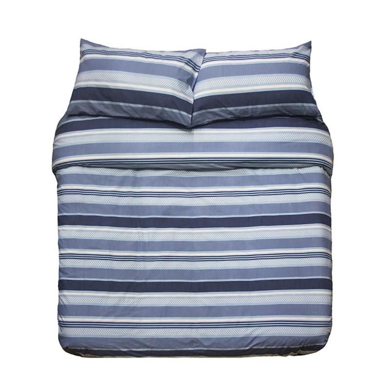 King Duvet Cover in Indiana Blue with soothing horizontal stripes, perfect for comfort and style in any bedroom setting.