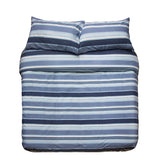 Elegant Indiana Blue Quilt/Duvet Cover Set in calming hues with horizontal stripes, perfect for cozy bedrooms or commercial use.