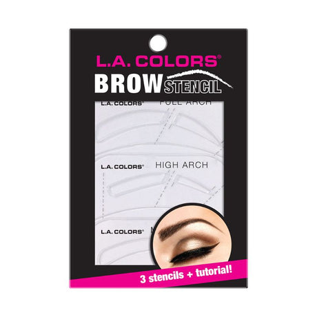 LA Colors Eyebrow Stencils with three shapes for precise brow shaping and filling, perfect for any makeup enthusiast.