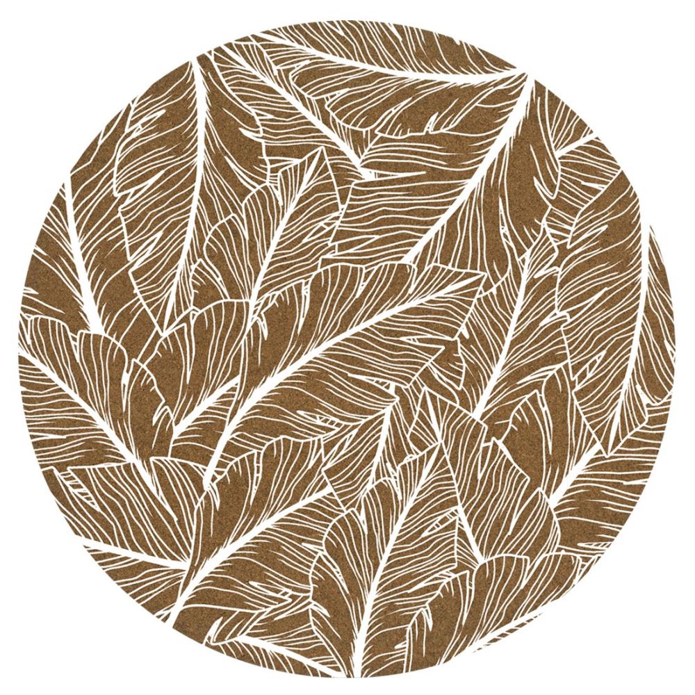Cork placemats with botanical print, 30 cm diameter, heat resistant, eco-friendly, set of 4, perfect for stylish dining.