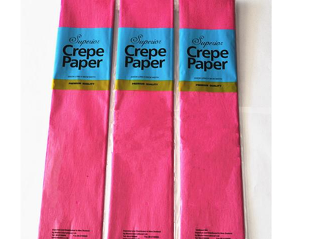 Bright hot pink crepe paper in 12 meters, perfect for decorations, gift wrapping, and creative crafts.