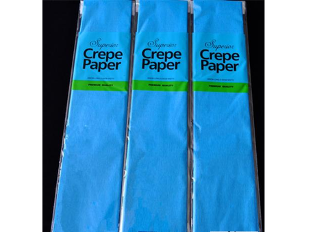 Light blue crepe paper roll, 12 meters total, perfect for crafting, decorating, and adding elegance to events.