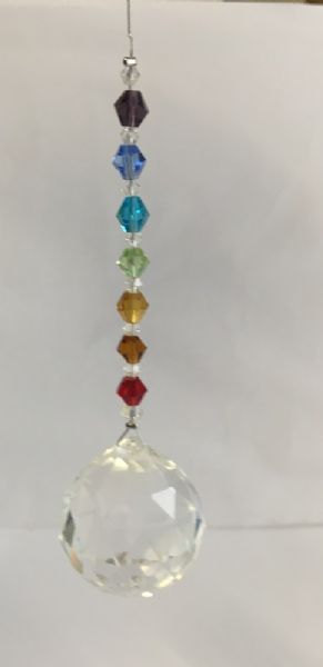 Crystal Chakra Diamond Ball 30, a colorful energy healing tool for meditation, emotional balance, and chakra alignment.