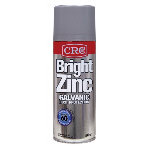 CRC Bright Zinc 400ml aerosol spray providing superior rust protection with a bright finish for metal surfaces.