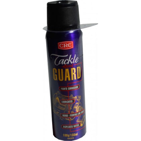 CRC Tackleguard Lubricant Spray 130 Ml for protecting fishing tackle from corrosion with cleaning and moisture-repelling properties.