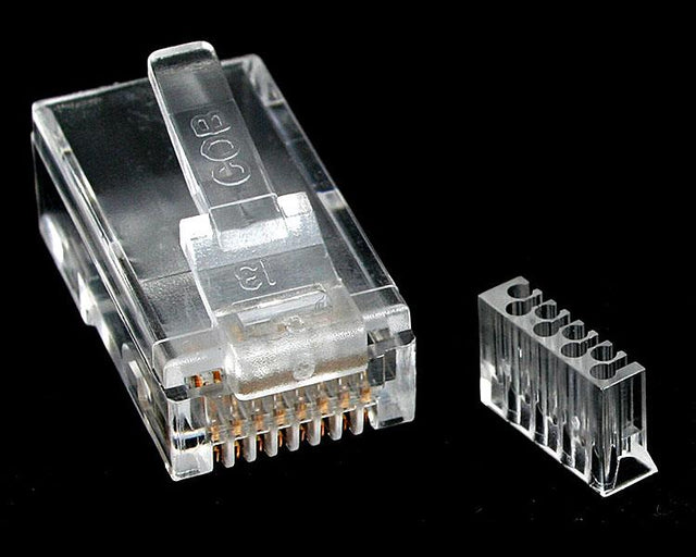 Cat 6 RJ45 modular plugs for solid wire, 50 pack, designed for optimal performance in DIY and professional networking projects.