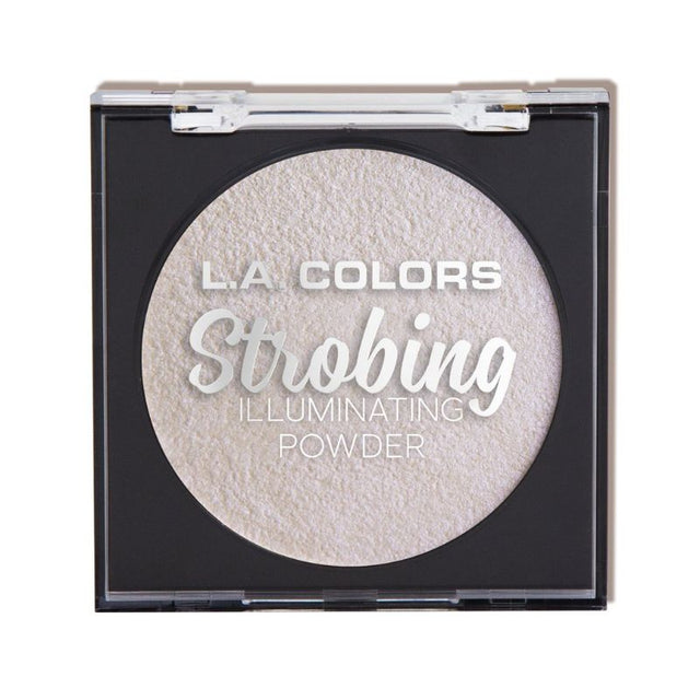 LA Colors Strobing Powder in Iridescent Pearl enhances your glow with a velvety baked formula for radiance and shine.