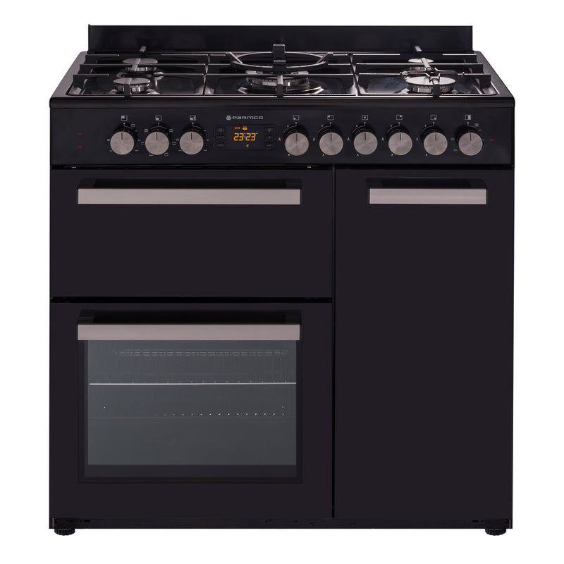 900mm Country Style Freestanding Gas Stove - 1 & 1/2 Ovens + Grill - Black
