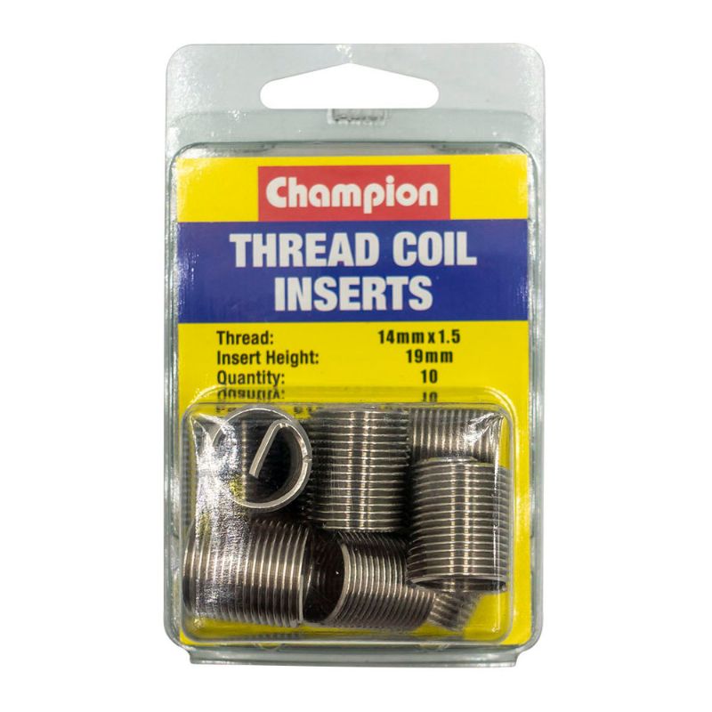 Champion M14 x 1.50 x 19mm thread insert refills in a 10-pack, designed for enhanced durability and reliable threading solutions.