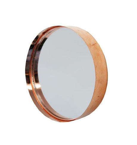 Stunning 30cm mirror with unique copper cake tin design and detailed sides, perfect as a feature piece.