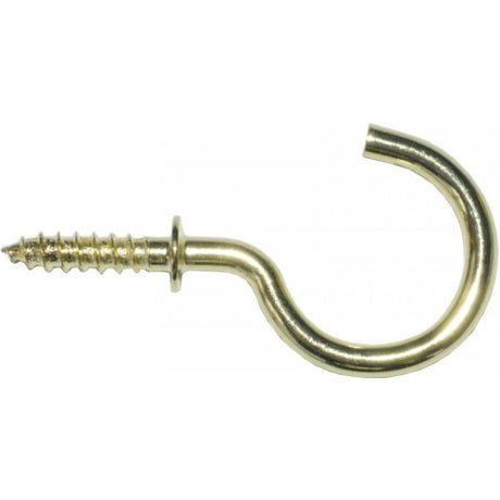 Brass plated steel cup hooks with 32mm wall projection, perfect for organizing kitchen utensils and enhancing decor.