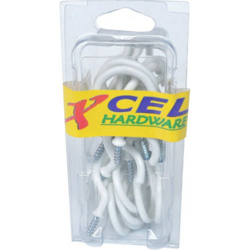 White PVC cup hooks, 1-1/4 inches, pack of 30, ideal for hanging mugs and kitchen utensils while maximizing space efficiency.