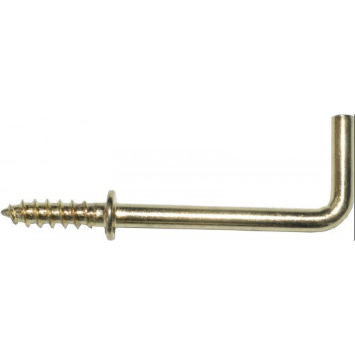 Brass-plated square cup hooks, 1-1/4 inches, pack of 144, ideal for organizing kitchens and craft rooms.