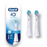 Oral-B iO Ultimate Clean refill pack featuring two round brush heads for effective plaque removal and gentle cleaning.