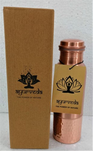 Ayurveda Copper Half & Half Bottle (750ml) for purifying water and enhancing health, featuring an elegant handcrafted design.